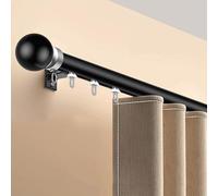 Binario Tende da Parete in Alluminio con Ruote Silenziose Installation facile 3.8m/12.5ft Ideale per Soggiorno Camera da Letto Ufficio Hotel Nero