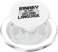 Binary is My Second Language Geek Programmer Humour PopSockets PopGrip pour MagSafe