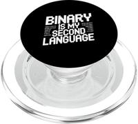 Binary is My Second Language Geek Programmer Humour PopSockets PopGrip pour MagSafe