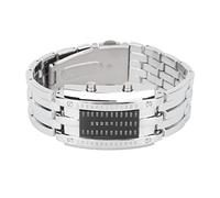 Binary Matrix Blue LED Digital Watch Mens Classic Creative Fashion Montres-bracelets LED Digital Bracelet Watch(Argent2)