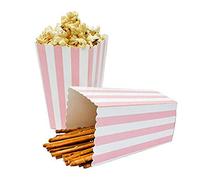 BinaryABC Lot de 24 boîtes à Pop-Corn Motif Rayures Rose