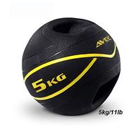 Binaural Fitness Rubber Gravity Ball Weightlifting Squat Boxing Training Solid Ball with Anti-Leakage Nozzle Black 3KG/4KG/5KG/6KG/7KG/8KG/9KG/10KG (5kg/11lb)