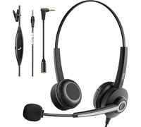 Binaural Headset with Noise Cancelling Microphone,Smartphone Headset for iPhone,Laptop,Samsung,Huawei,HTC,LG,ZTE Blackberry,Android Mobile Phone with 3.5mm Jack