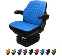 Binbir Trend C2T-100 Housse de siège de tracteur résistante pour tracteur de placard sans appuie-tête, housse de siège de chariot élévateur, motif camuflage 8 couleurs (capitone en cuir bleu)