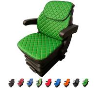 Binbir Trend Ensemble de trois housses de siège universelles ultra-résistantes pour tracteur avec appuie-tête, Housse de siège pour John Deere (Cuir vert - Coutures jaunes)