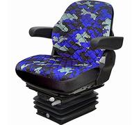 Binbir Trend Housse de siège de tracteur universelle et robuste pour armoire de tracteur sans appuie-tête, housse de siège de chariot élévateur, motif camuflage, 4 couleurs (Camuflage bleu C2T-103))