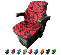 Binbir Trend Lot de 3 housses de siège universelles robustes pour tracteur avec appui-tête, chariot élévateur (Impertex rouge camuflage)