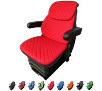 Binbir Trend Lot de 3 housses de siège universelles robustes pour tracteur avec appui-tête, chariot élévateur (cuir rouge kapitone), yeni-c3t