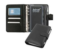 Bind 10111 - Organiseur A6 en cuir nappa - Organiseur - Agenda en noir - Dossier d'environ 19 x 14 x 4 cm, chemise avec insert avec calendrier, 1 jour = 1 page, chemise avec fermeture à pression