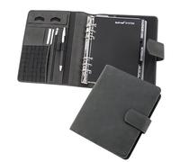 Bind 15505 Planificateur système, format A5, en cuir, gris, avec insert système Manager, calendrier 1 semaine = 2 pages, planificateur avec fermeture magnétique, env. 24,5 x 20 cm, marron