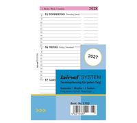 BIND B570227 Insert pour calendrier hebdomadaire A7 - Insert de minuterie année 2027-1 semaine / 2 pages - Agenda avec système - Calendrier pour planificateur système Bind et calendrier standard