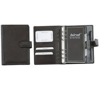 Bind® T 1-1 Systemplaner A6 Office, cuir nappa, noir, avec fermeture à bouton-pression