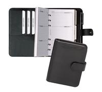 Bind17501 planificateur système A7 FINEtouch similicuir noir classeur planificateur de rendez-vous 14 x 11,5 x 3 cm avec calendrier à enfiler système 1 semaine = 2 pages planificateur avec fermeture à pression calendrier - 25.04.2019 calendrier - 25 avril 2019