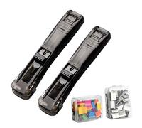 Binder Clamp Stapler, Heavy Duty Ergonomic Stationery, 2 Pieces Paper Clip Dispenser Push Stapler with Smooth, Strong Material, Office Supplies with Efficient Binding for Teachers Students