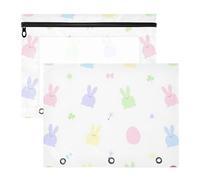 Binder pouching Adorable 3 Hole Pocket for 3 Ringing Binder 2 Pack Teacher Class Pastel Easter Hare
