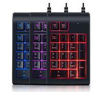 Bindpo Clavier numérique USB, Clavier rétroéclairé Filaire à 19 Touches étanche Mini numéro Tricolore Coussin respiratoire pour Ordinateur de Bureau(Noir)