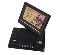 Bindpo Lecteur DVD Portable avec Alimentation intégrée, écran d'affichage pivotant de 7 ", Fente pour Carte SD et Port USB, Radio FM, Prend en Charge la mémoire des Points d'arrêt(EU Plug)