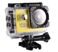 Bindpo Mini Caméra de Sport DV 1080P Full HD LCD - Caméra d'Action Étanche 30m en Plein Air - Mini Caméscope avec Accessoires de Montage (Jaune)