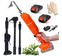 Binette de cultivateur sans fil, désherbeur électrique de jardin avec 2 x 1,5 Ah et manche télescopique, main de houe électrique, outils de jardinage 2 en 1 et râteau, pour ameublir le sol et