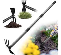 Binette de jardin double avec trident - En acier - Pour l'entretien du jardin et le désherbage - 140 cm