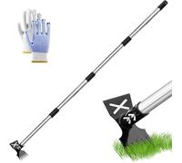 Binette de jardin double face avec poignée réglable de 1,5 m - Outil de désherbage et de grattage en acier avec griffe et lame - Outil de jardin multifonction pour enlever la mousse, la neige et la