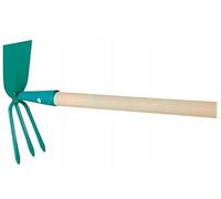 Binette double 3 dents en acier carbone avec manche en bois 118 cm