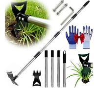 Binette Jardinage, Binette Jardinage Manche Long, Désherbeur Manuel en Acier Forgé Robust, Outil Ergonomique, Râteau À 6 Dents pour Ameublir Et Désherber, pour Potager Et Fleurs (4 Sections)