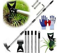 Binette Jardinage, Binette Jardinage Manche Long, Désherbeur Manuel en Acier Forgé Robust, Outil Ergonomique, Râteau À 6 Dents pour Ameublir Et Désherber, pour Potager Et Fleurs (5 Sections)