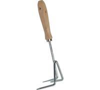 Bineuse de jardin - Houe - Grattoir à main - Trident - Acier galvanisé - Manche en bois