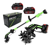 Bineuse électrique sans Fil pour Jardin, Cultivateur Portable sans Fil avec Un Manche De 1,3 Mètre, Largeur De Labour De 10 Cm, Profondeur De Travail De 10 Cm, pour Ferme, Jardin, Two Power Companies