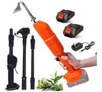 Bineuse et désherbeuse électrique, Outil de Jardinage sans Fil avec Batterie au Lithium Rechargeable et Perche télescopique, houe à Creuser portative et râteau for ameublir Le Sol(2 Batteries)