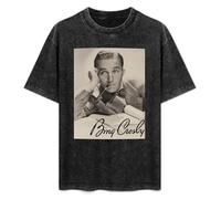 Bing Crosby Lean Pipe Signature Natural S/S Music T-Shirt Printed Tee Graphic Top for Men Black Shirt M