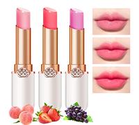 BINGBRUSH - Lot de 3 rouges à lèvres longue tenue Pêche Fraise Queen Grape PH Mood L