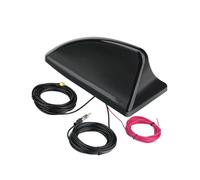 Bingfu Antenne Voiture Aileron de Requin Autoradio FM AM + GPS Beidou GNSS, 28dB LNA, Large Tension 9-16V, SMA DIN, Étanche IP65, Compatible avec Systèmes Stéréo et Navigation Camion RV Fourgon-Noir