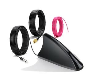 Bingfu Antenne Voiture Aileron de Requin Autoradio FM AM & GPS Beidou GNSS | 28dB LNA, Large Tension 9-16V, SMA DIN, Étanche IP65, Compatible avec Systèmes Stéréo et Navigation Camion RV Fourgon-Noir
