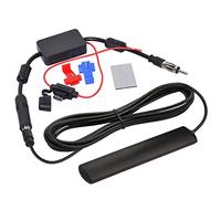 Bingfu Antenne Voiture Pare Brise Autoradio Amplifiée Collante Adaptateur Fiche DIN avec Amplificateur de Signal, Alimentation 12 V pour FM AM Stéréo Audio Médias Unité Principale