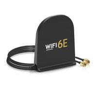 Bingfu Antenne WiFi 6E Tri-Band 2,4 GHz 5 GHz 6 GHz, 8 dBi Antenne MIMO avec Base Magnétique, Câble de 2 m, Connecteur RP-SMA pour Routeurs WiFi, Maisons Intelligentes, Bureaux, Noir
