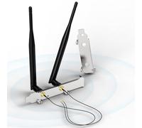 Bingfu Antenne WiFi Bi-Bande 2,4 GHz 5,8 GHz 6dBI RP-SMA Mâle + Câble 25cm de Presa Micro Coassiale 0.25mm + Cache-Slots PCI pour Carte Réseau sans Fil Intel M.2 NGFF Routeur WiFi Laptop PC