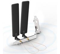 Bingfu Antenne WiFi Tri-Bande 2,4 GHz 5,8 GHz 6E 8dBI RP-SMA Mâle + Câble 20cm de Prise Micro Coaxiale 0.3mm + Cache-Slots PCI pour Carte Réseau sans Fil Mini PCI Express PCIE Routeur WiFi Laptop PC