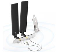 Bingfu Antenne WiFi Tri-Bande 2,4 GHz 5,8 GHz 6E 8dBI RP-SMA Mâle + Câble 25cm de Presa Micro Coassiale 0.25mm + Cache-Slots PCI pour Carte Réseau sans Fil Intel M.2 NGFF Routeur WiFi Laptop PC