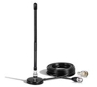 Bingfu CB Radio Antenne Soft Whip Base Magnétique BNC PL259 Connector Antenne Câble 3Meter/9.84ft Compatible avec Cobra Midland Uniden Maxon President Portable Handheld Radio Voiture Scanner Mobile