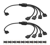 Binghe ARGB Répartiteur ARGB Hub Adaptateur Cable RGB PC, 5V 3 Pin Câble Répartiteur 1 vers 4, Câble d'extension pour Connecteur RGB de Carte Mère pour Connecteur d'éclairage pour ventilateur(2 Pcs)