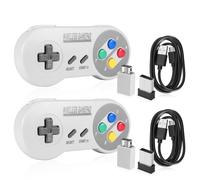 Binghe Manette Sans Fil SNES, Manette Classic Mini Edition de jeu SNES avec Récepteur SN-ES et Récepteur USB 2,4 GHz pour Switch/Switch OLED/Windows PC/MAC OS/Raspberry Pi(2 pièces)