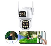 BINGNU Caméras de sécurité, 9MP 4K HD WiFi IP Camera Outdoor with 8X Zoom Dual Screens 6MP PTZ Night Vision Surveillance Auto Tracking APP Control pour la Maison(9MP NO SD Card)