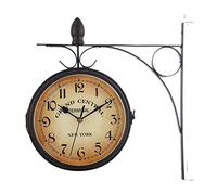 BINGNU Horloge Murale Double Face Double-côté 18.5cm Jardin extérieur Kensington London Horloge Murale Home Bureau pour Patio, Jardin, Bureau et Plus Encore