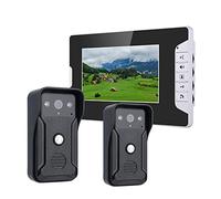 BINGNU Sonnette vidéo, 7 Pouces Couleur Moniteur vidéo Porte téléphone Sonnette interphone Kit 2 caméras 1 Vision Nocturne avec caméra étanche
