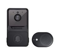 BINGNU Sonnette vidéo, Interphone vidéo Domestique Intelligent Vision Nocturne Infrarouge caméra d'alarme de sécurité à Domicile extérieure 480P Bouton sans Fil Sonnette(Zwart)