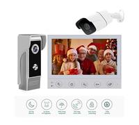 BINGNU Sonnette vidéo, Kit d'interphone vidéo 7 Pouces for Maison, Sonnette extérieure avec caméra infrarou, Vision Nocturne, interphone Mains Libres étanche bidirectionnel(Set A and CCTV)