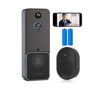 BINGNU Sonnette vidéo, Smart Home sans Fil vidéo Sonnette caméra numérique extérieur interphone HD Vision Nocturne Protection de sécurité(with Battery)