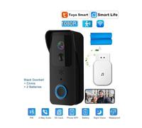 BINGNU Sonnette vidéo, Sonnette vidéo WiFi 5G 2.4G 1080P Tuya Smart Interphone extérieur sans Fil étanche Caméra Sonnerie(Black Option 2)